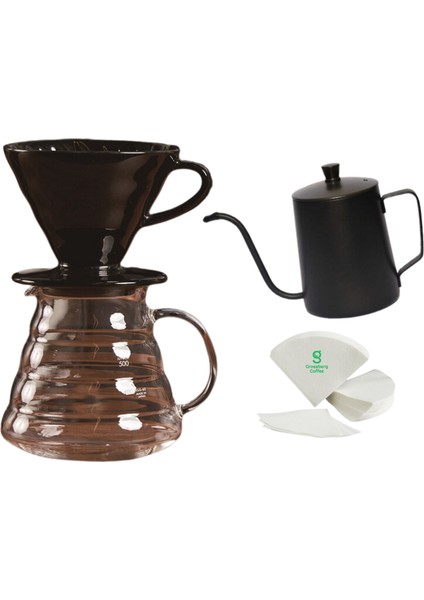 Grossberg Coffee V60 Dripper 3. Nesil Filtre Kahve Demleme Seti