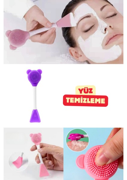 Yüz Temizleme Aparatı Yumuşak Fırçalı Maske Uygulama Spatulası Cilt Temizlik Peeling Uygulayıcı