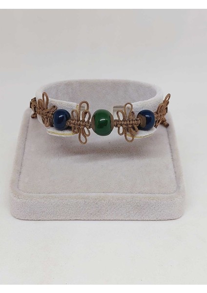 Seramik Boncuklu & Hematit Taşlı Makromeli Bileklik (54436)