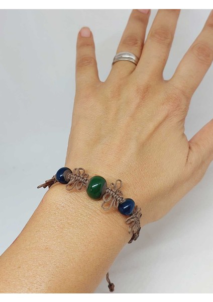 Seramik Boncuklu & Hematit Taşlı Makromeli Bileklik (54436) fiyatları