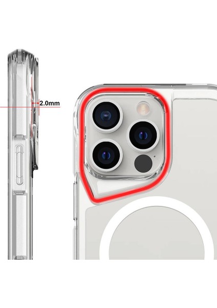 iPhone 16 Pro Max Uyumlu Şeffaf Kılıf Magsafe Silikon Kapak Yükseltilmiş Kenarlar Max Koruma