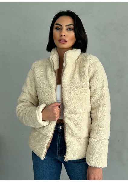 Peluş Kabartma Teddy Kadın Şişme Mont fiyatları