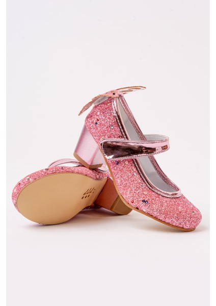 Kız Çocuk Gökkuşağı Kelebekli Topuklu Abiye Ayakkabı fiyatları