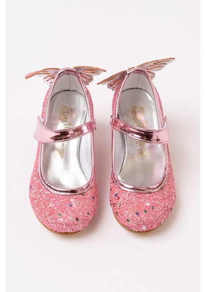 Kız Çocuk Gökkuşağı Kelebekli Topuklu Abiye Ayakkabı indirimleri