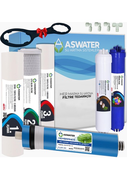 Ihlas Aura Cebilon Compact Uyumlu 6’lı Filtre Seti Tüm Açık Kasa (Housingli) Cihazlar ile Uyumlu 6 Aşamalı Arıtma Filtre Seti Arıtma Filtresi Mineral Filtreli