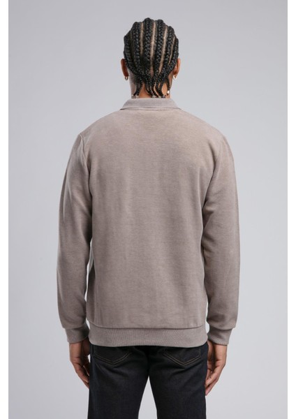Erkek Newblend Polo Yaka Sweatshirt 241043 K. Bej modelleri