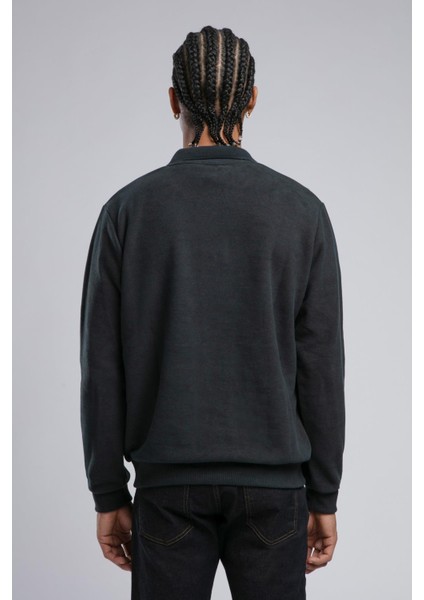 Erkek Newblend Polo Yaka Sweatshirt 241043 Kahve Melanj