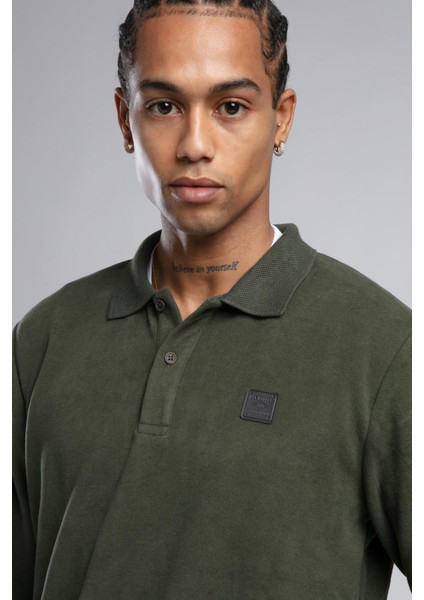 Erkek Newblend Polo Yaka Sweatshirt 241043 Haki modelleri