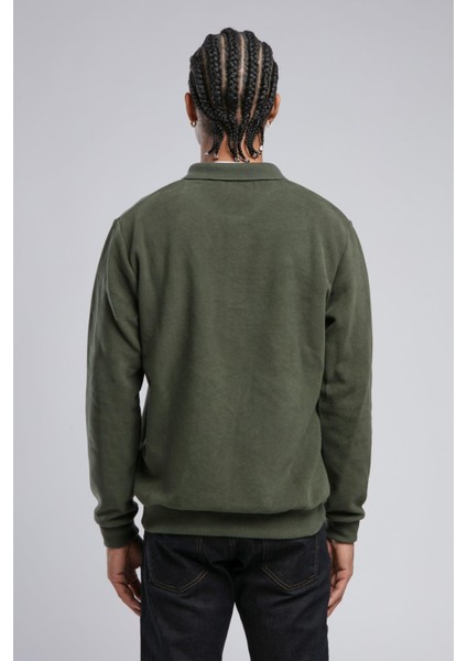 Erkek Newblend Polo Yaka Sweatshirt 241043 Haki fırsatları