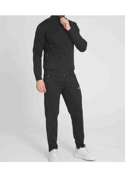 Basıc Siyah Slim Fit Erkek Eşofman Takımı