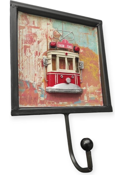 Vintage Taksim Tünel Tramvay Dekoratif Retro Metal El Yapımı Eskitme Askı 25 cm x 17 cm