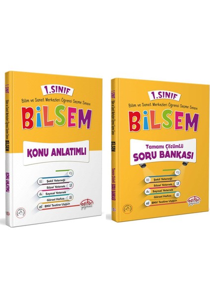 Editör 1. Sınıf BİLSEM Konu Anlatımı ve Soru Bankası Seti 2 Kitap