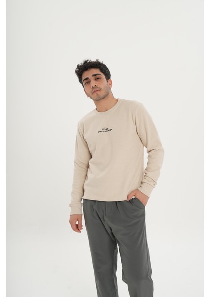 Unisex Pamuklu Bisiklet Yaka Sweatshirt