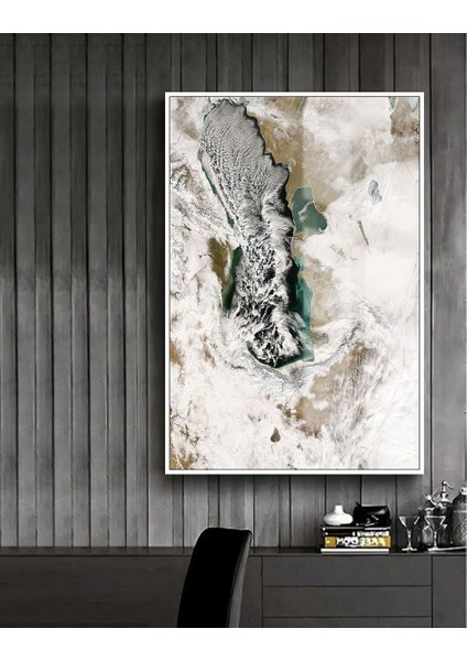 gri-Yeşil-Beyaz Abstract Model 1 |çerçeveli Temperli Cam Tablo Tekli Dikey