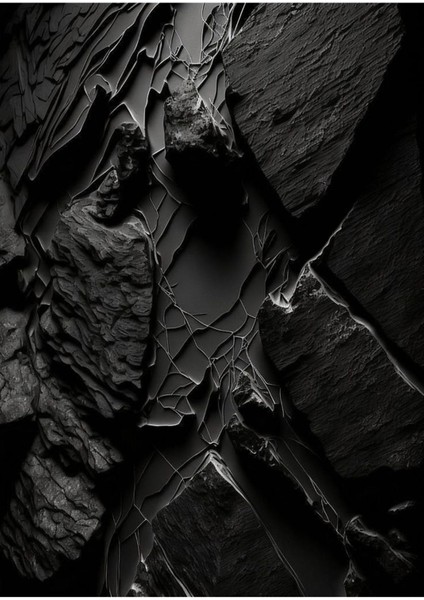 siyah Renk Dark Soyut Şekil Abstract |çerçeveli Temperli Cam Tablo Tekli Dikey fiyatları