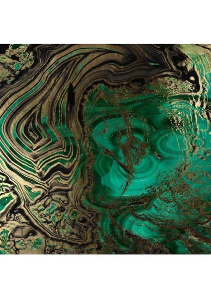 yeşil-Siyah-Gold Abstract Model I 1|çerçeveli Temperli Cam Tablo Tekli Dikey