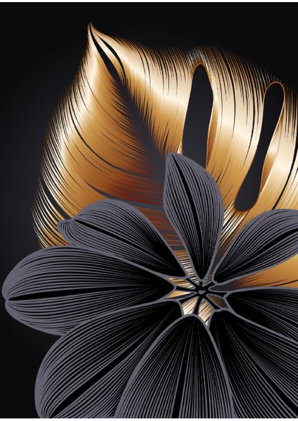 gold-Siyah Sevilen Soyut Çiçek Kombini 2 |çerçeveli Temperli Cam Tablo Tekli Dikey fiyatları