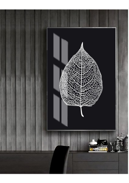 siyah-Beyaz Sevilen Kuş Tüyü 7 |çerçeveli Temperli Cam Tablo Tekli Dikey