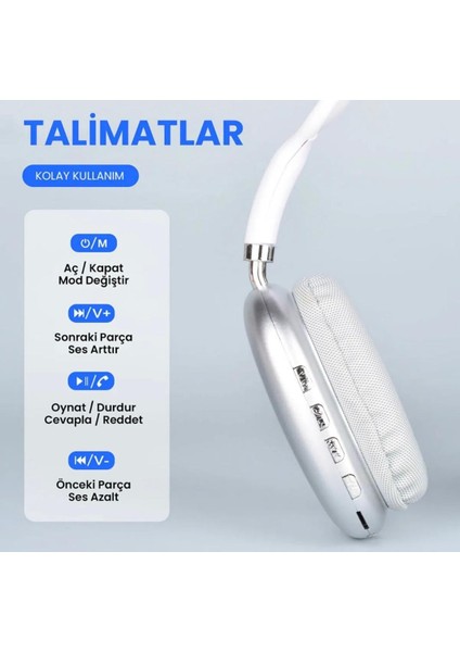 1+1 Kampanyalı, Hi-Fi Ses Kaliteli, Ayarlanabilir Kafa Üstü Bluetooth Kulaklık