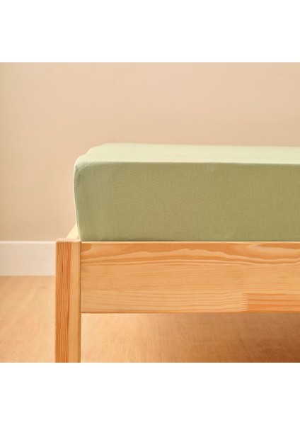 Pamuk Ranforce Basic King Size Lastikli Çarşaf Sisli Yeşil (180X200X35 Cm)