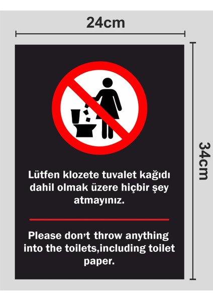 Ütfen Klozete Tuvalet Kağıdı 24X34CM Tabela Levha 24X34 cm Zafrak Reklam