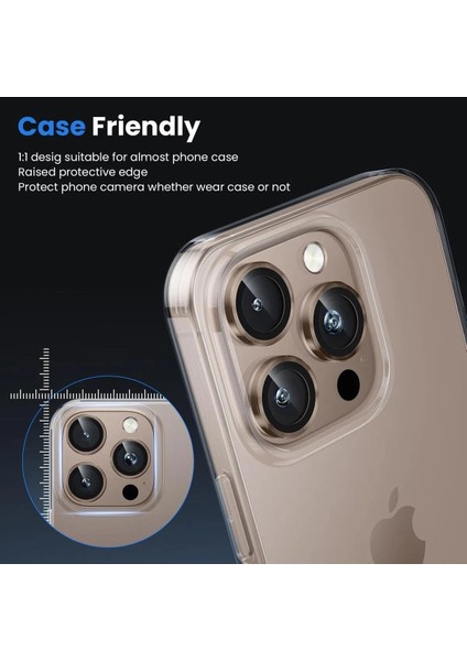 Apple iPhone 16 Pro Uyumlu Kamera Lens Koruyucu Anti-Reftective Temperli Cam fiyatları