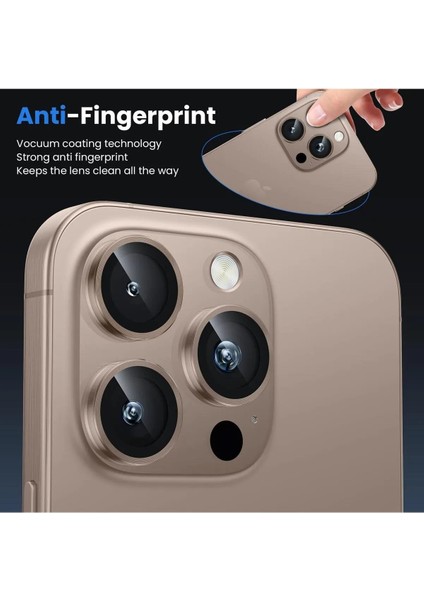 Apple iPhone 16 Pro Uyumlu Kamera Lens Koruyucu Anti-Reftective Temperli Cam modelleri