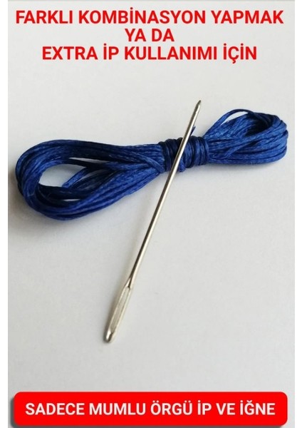 Direksiyon Kılıfı Dikmek Için Mumlu Ip ve Iğne 5 Metre Mavi