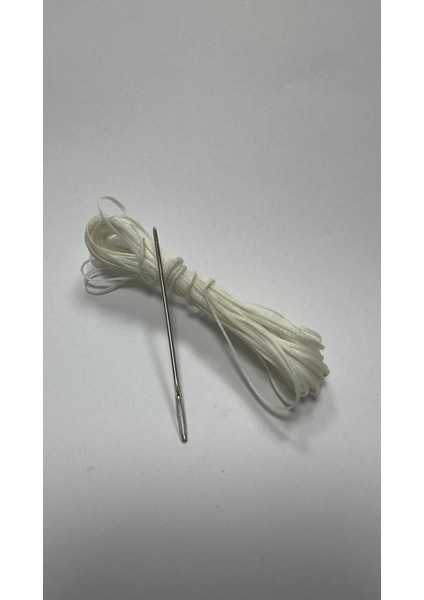 Direksiyon Kılıfı Dikmek Için Mumlu Ip ve Iğne 5 Metre Beyaz