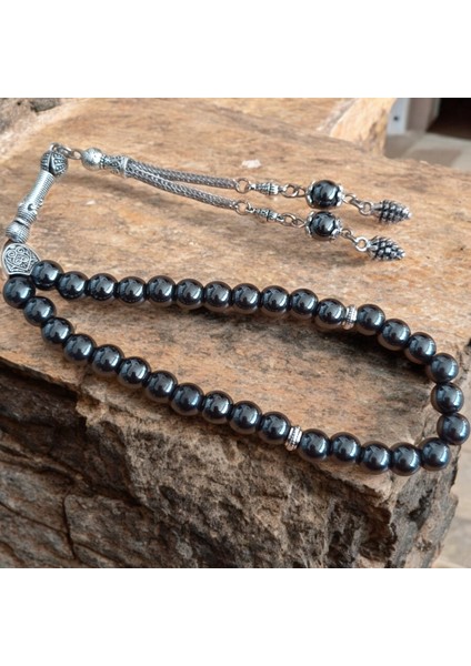 Hematit Tesbih 33' Lük Tesbih Orijinal Doğal Taş Renk Atmaz 1. Kalite Doğal Taş, 8 mm fırsatları