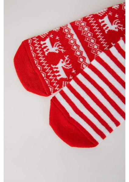 Kız Çocuk Yılbaşı Temalı 2'li Pamuklu Uzun Çorap B5365A8NS indirimleri