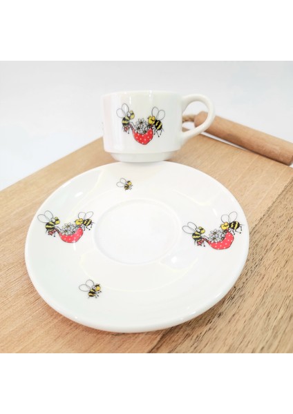 Arı Desen Kahve Fincanı 2'li Takım