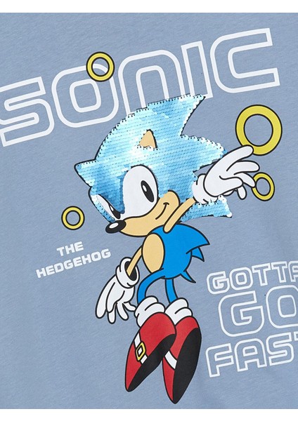 Lcw Kids Bisiklet Yaka Sonic Baskılı Çift Yönlü Payetli Uzun Kollu Erkek Çocuk Tişört modelleri