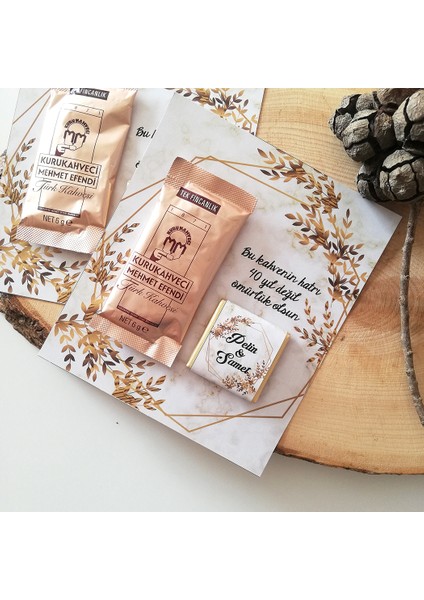 Gold Yapraklı Kahve Çikolata Hediye Nişan Söz Nikah Kına Gecesi 30 Adet