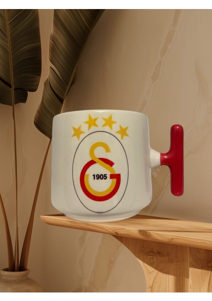 "galatasaray" Baskılı Çift Taraf Yazılı Kupa Bardak (Kırmızı Kulp)