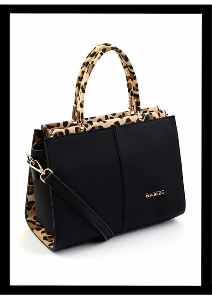 Siyah Leopar Kadın Omuz Çantası C06636432009