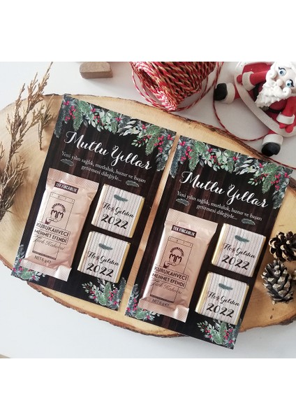 Yeni Yıl Yılbaşı Hediyesi Kahve Ikili Çikolata Hediyelik 10 Adet