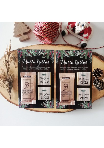 Yeni Yıl Yılbaşı Hediyesi Kahve Ikili Çikolata Hediyelik 10 Adet modelleri
