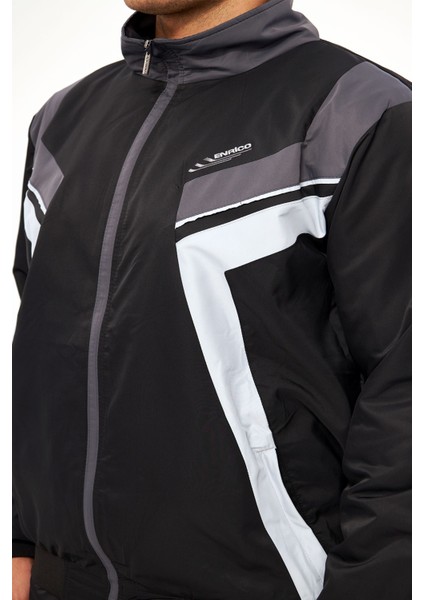 Erkek Siyah Yarım Balıkçı Yaka Düz Paça Maraton Büyük Beden Eşofman Takımı EDY2637B-S modelleri