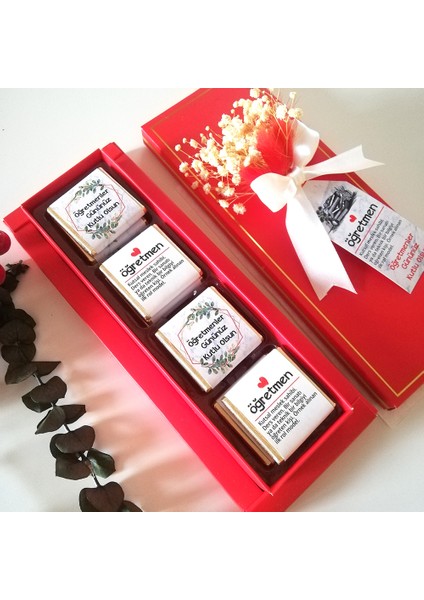 Öğretmenler Günü Hediyesi Çikolata Hediyelik 12 Madlen Çikolata - 1 Kırmızı Kutu modelleri