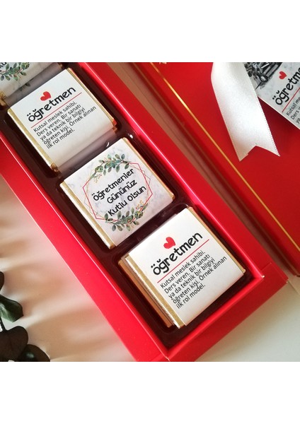 Öğretmenler Günü Hediyesi Çikolata Hediyelik 12 Madlen Çikolata - 1 Kırmızı Kutu fırsatları