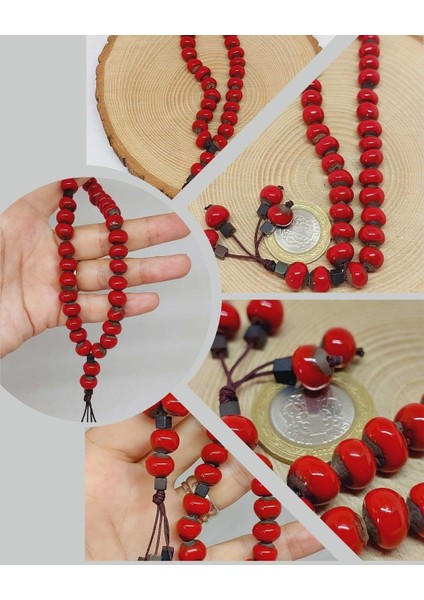 Anadolu Toprağı Serisi 33’lük Kırmızı Renk Seramik Boncuk Tesbih 8-9mm (54276)