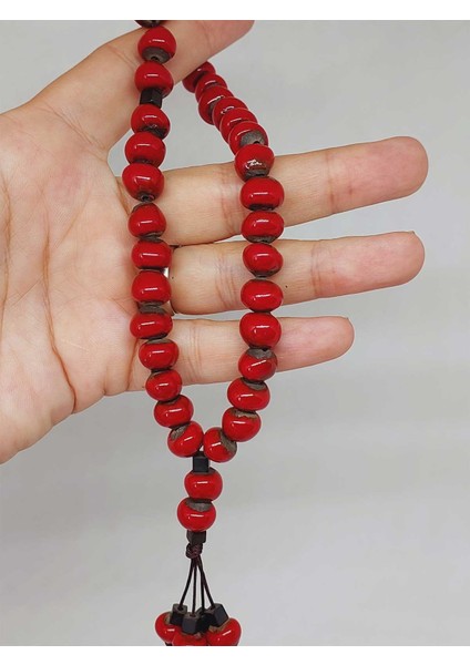 Anadolu Toprağı Serisi 33’lük Kırmızı Renk Seramik Boncuk Tesbih 8-9mm (54276) fiyatları