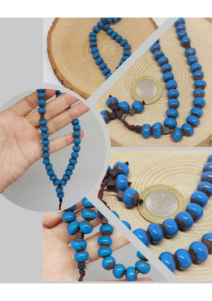 Anadolu Toprağı Serisi 33’lük Mavi Renk Seramik Boncuk Tesbih 8-9mm (54274)