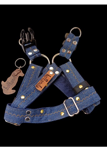 Köpek Göğüs tasması minik ırk Lacivert Kot Göğüs ölçüsü:25-45cm ayarlamalı 1-7 kg dog harness GT2-29 modelleri