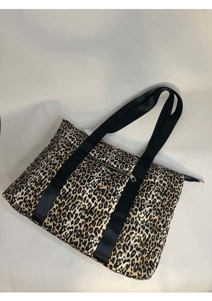 Bagglow Mint Kumaş Leopar Desenli Büyük Boy Çanta fırsatları