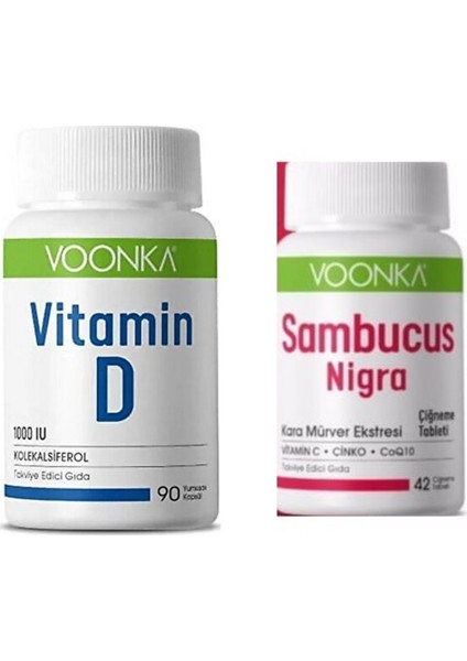 Vitamin D Içeren Takviye Edici Gıda 90 Kapsül -Voonka Sambucus Nigra 42 Çiğneme Tablet