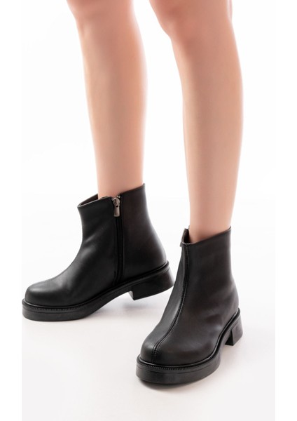 02-3033 Siyah Fermuarlı Günlük Kadın Bot modelleri