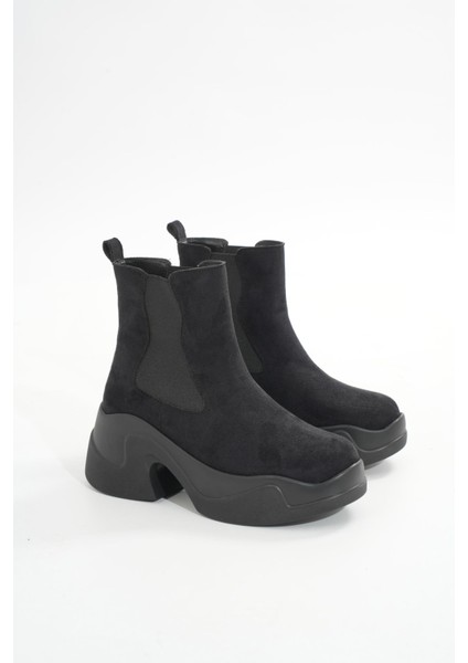 FZ-2400 Siyah Süet Yüksek Tabanlı Lastikli Günlük Kadın Bot modelleri