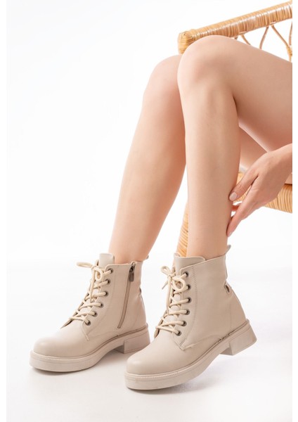 02-2003 Bej Bağcıklı Fermuarlı Günlük Kadın Bot fiyatları